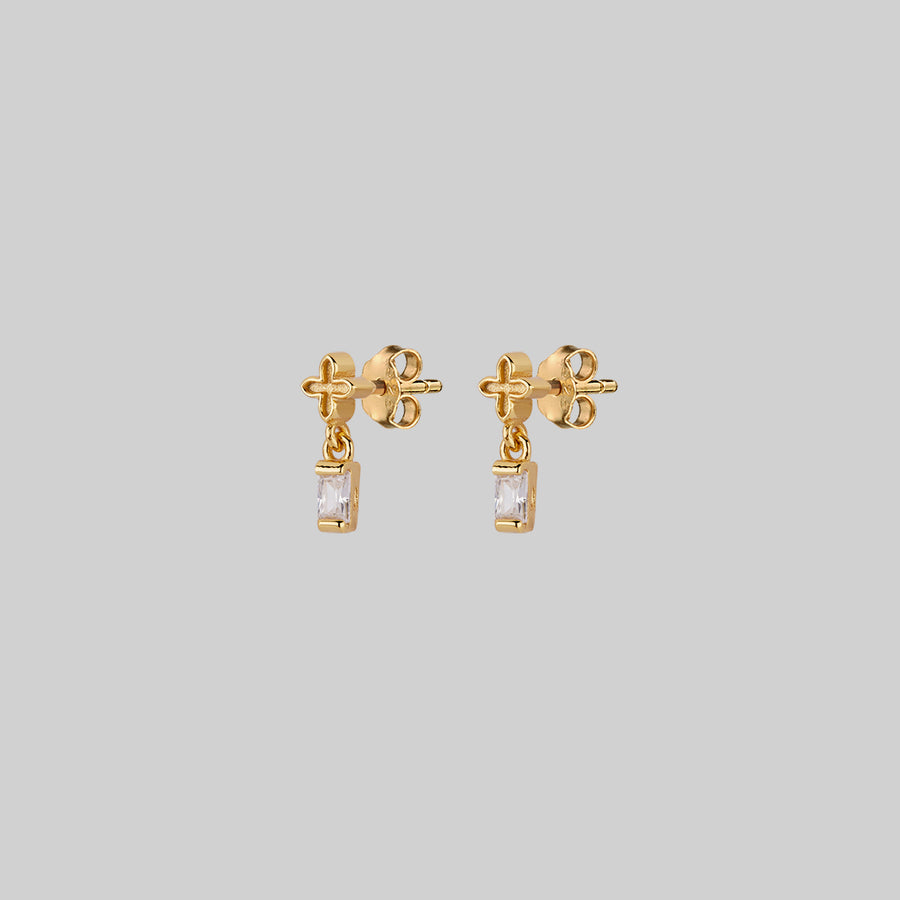 RENE. Tiny Cross & Cubic Zirconia Stud Earrings - Gold tiny cross and cubic zirconia stud earrings gold