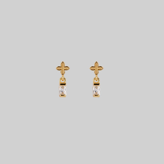 RENE. Tiny Cross & Cubic Zirconia Stud Earrings - Gold