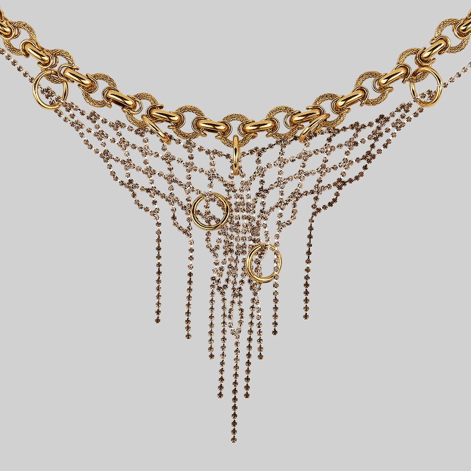 chunky gold crystal chain necklace