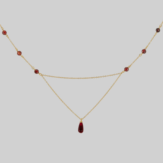 RELISH. Medieval Red Glass Droplet Necklace - Gold