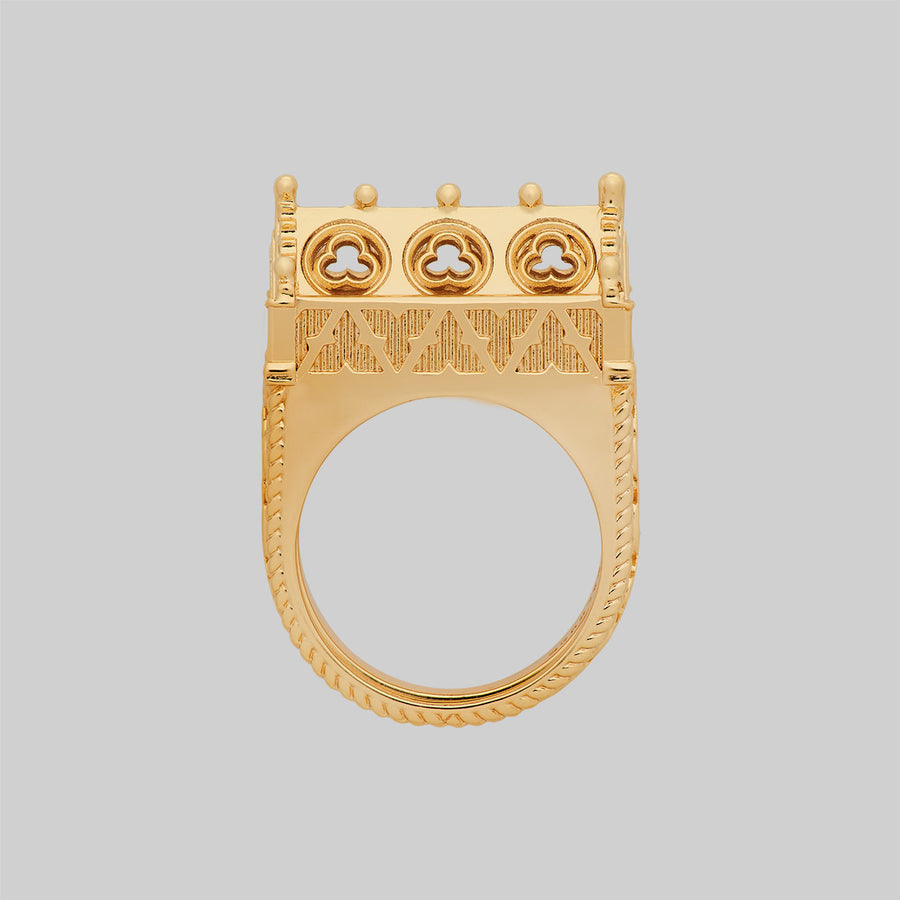 SACRARIUM. Secret Tomb Double Ring - Gold Gothic Cathedral Secret Tomb Gold Ring
