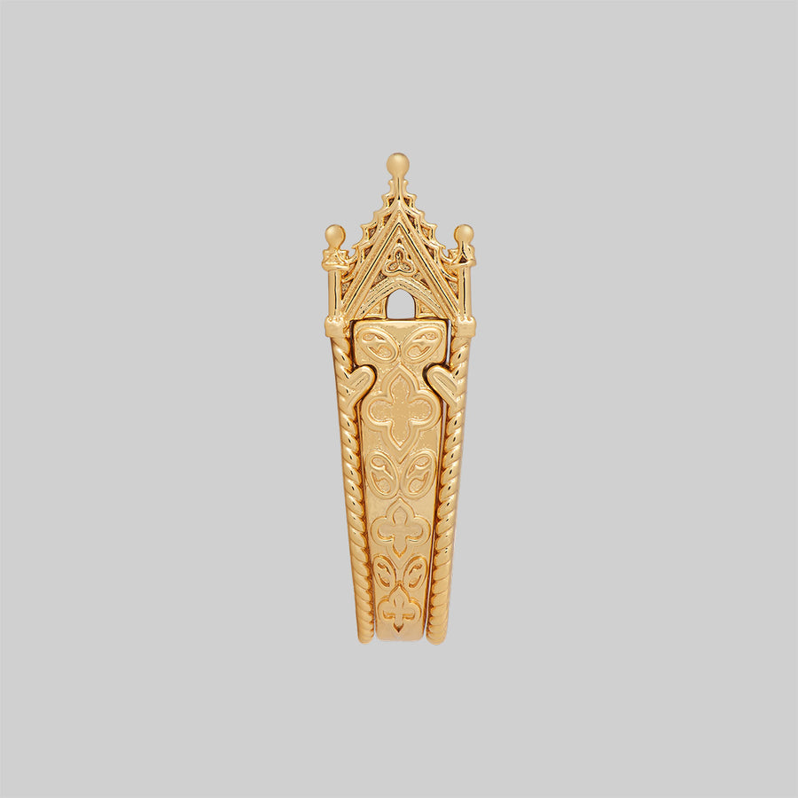 SACRARIUM. Secret Tomb Double Ring - Gold Secret Tomb Gold Ring Gothic Cathedral Double Band