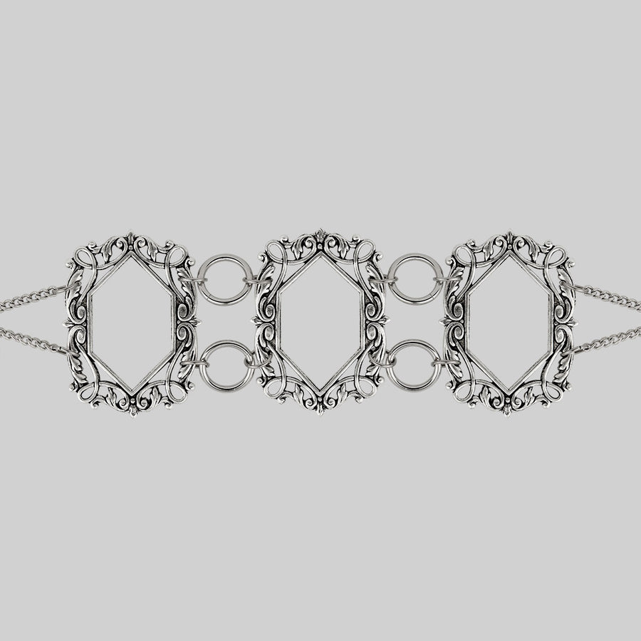 SANSA. Vampesque Gothic Caged Choker - Silver silver medieval cage choker necklace