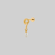 dainty snake pearl stud earring gold