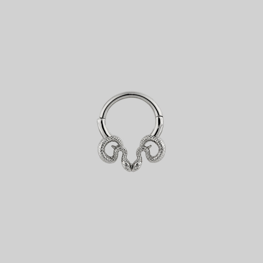dainty snake septum daith forward helix clicker ring silver