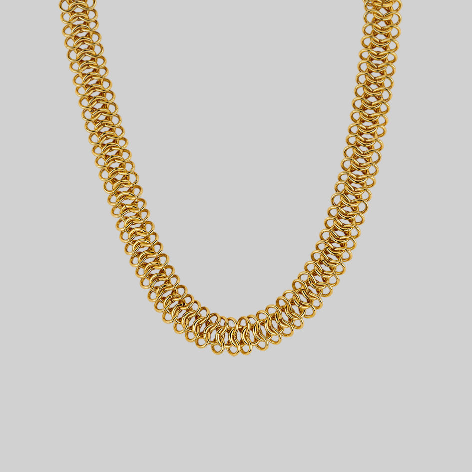 tactile woven link chunky chain gold necklace