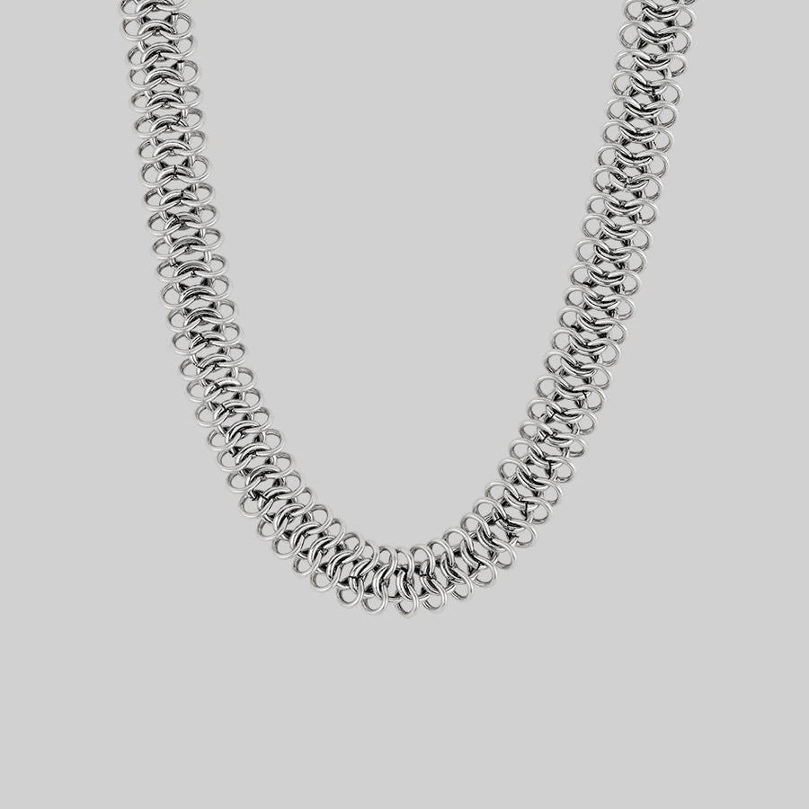 tactile woven link chunky chain silver necklace