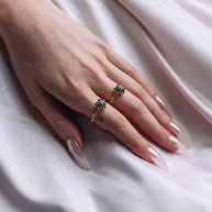 gold natural gemstone heart ring