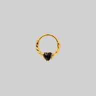 gold septum ring with heart gemstone