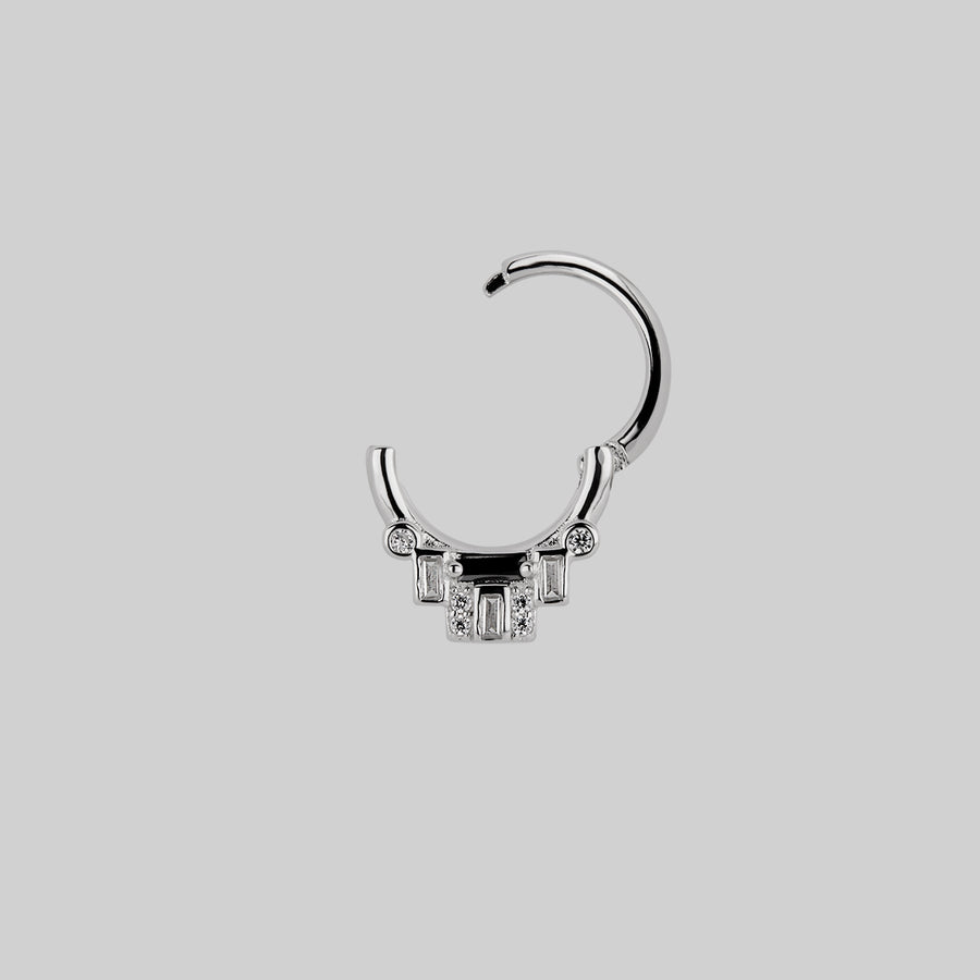 STATELY. Deco Black Spinel Septum Clicker Ring - Silver deco black spinel septum clicker ring silver