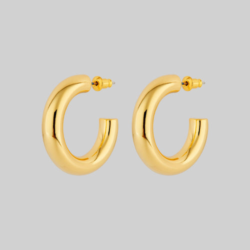 VEGA. Snake Skin Clicker Hoop Earrings - Gold