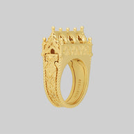 Double Gold Ring with Secret Tomb Gothic Cathedral Motif