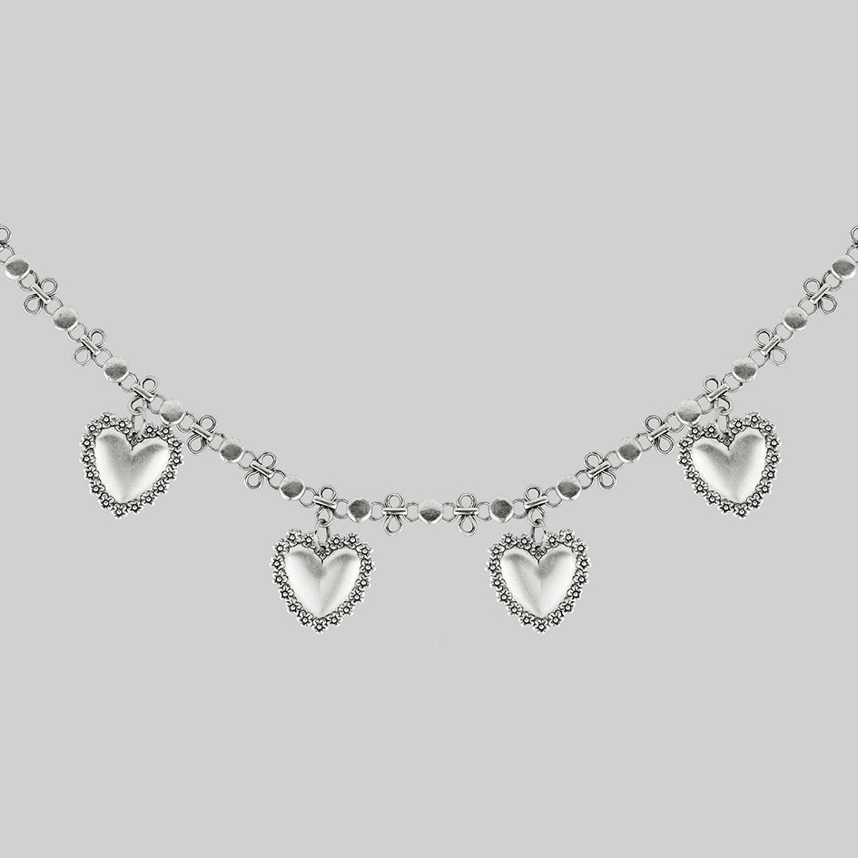 silver heart charms necklace