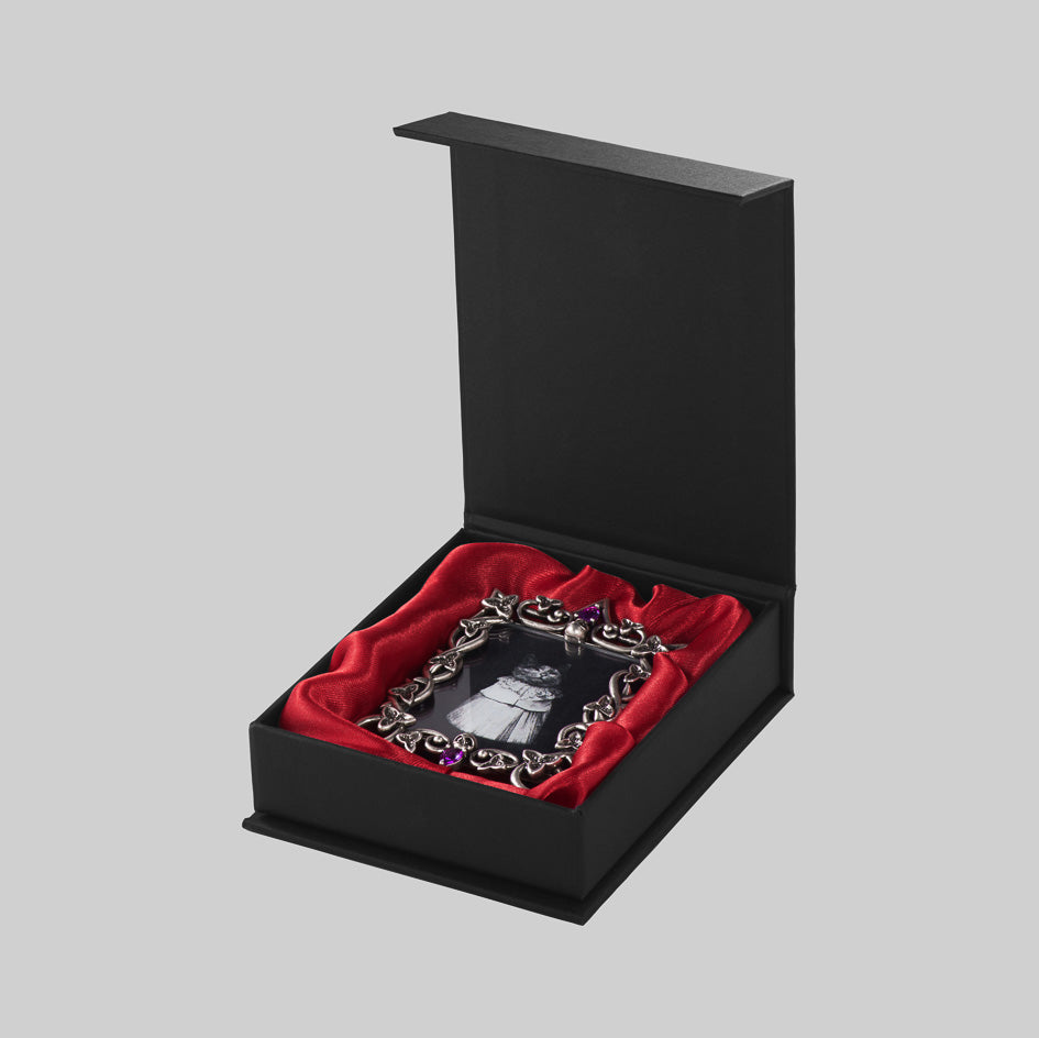 Silver gothic amethyst Victorian inspired mini photo frame box