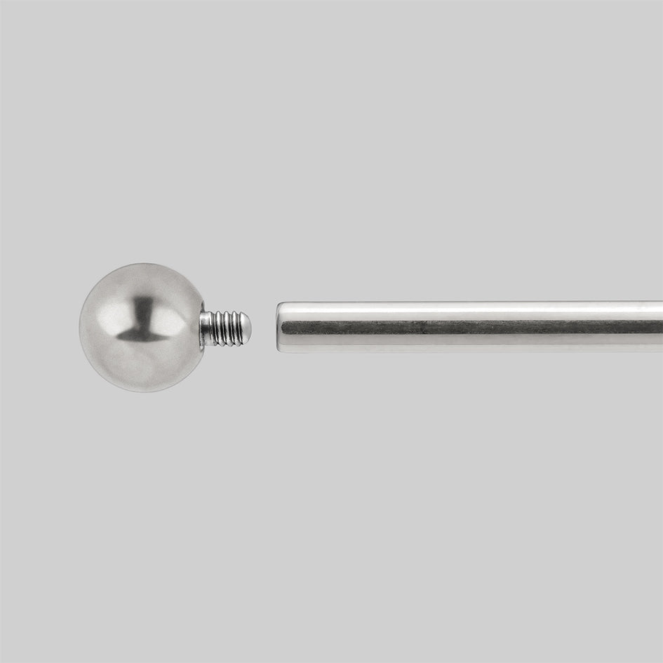 Silver piercing bar and ball