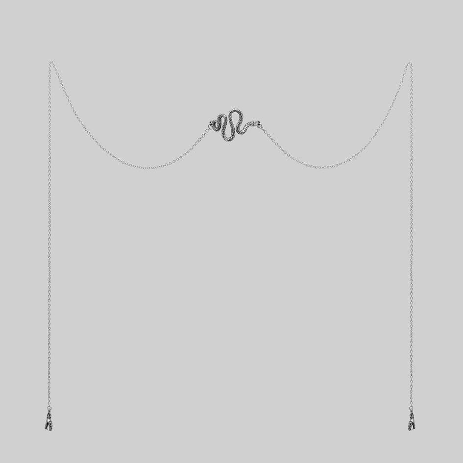 Silver snake face chain gothic