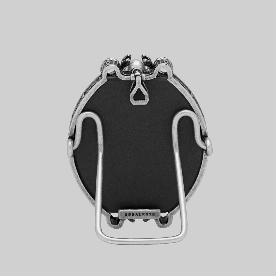 Silver snake ornate gothic pearl mini photo frame