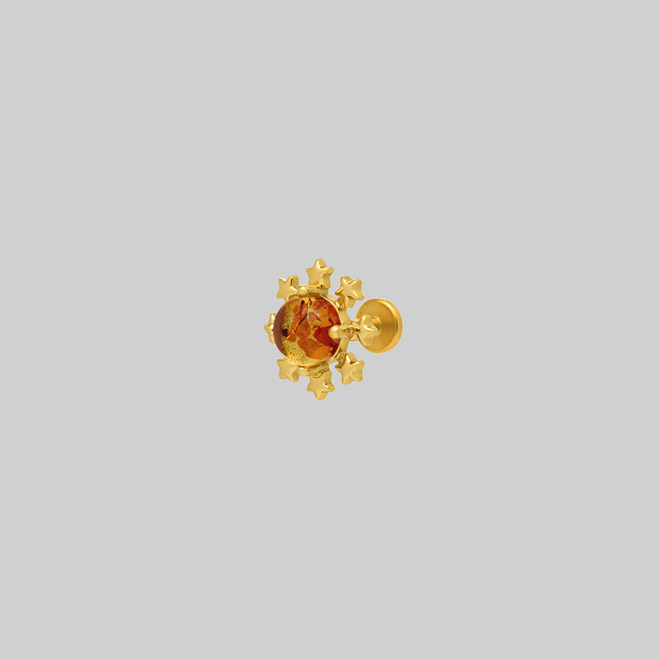 gold gothic amber sun flat helix forward helix stud piercing