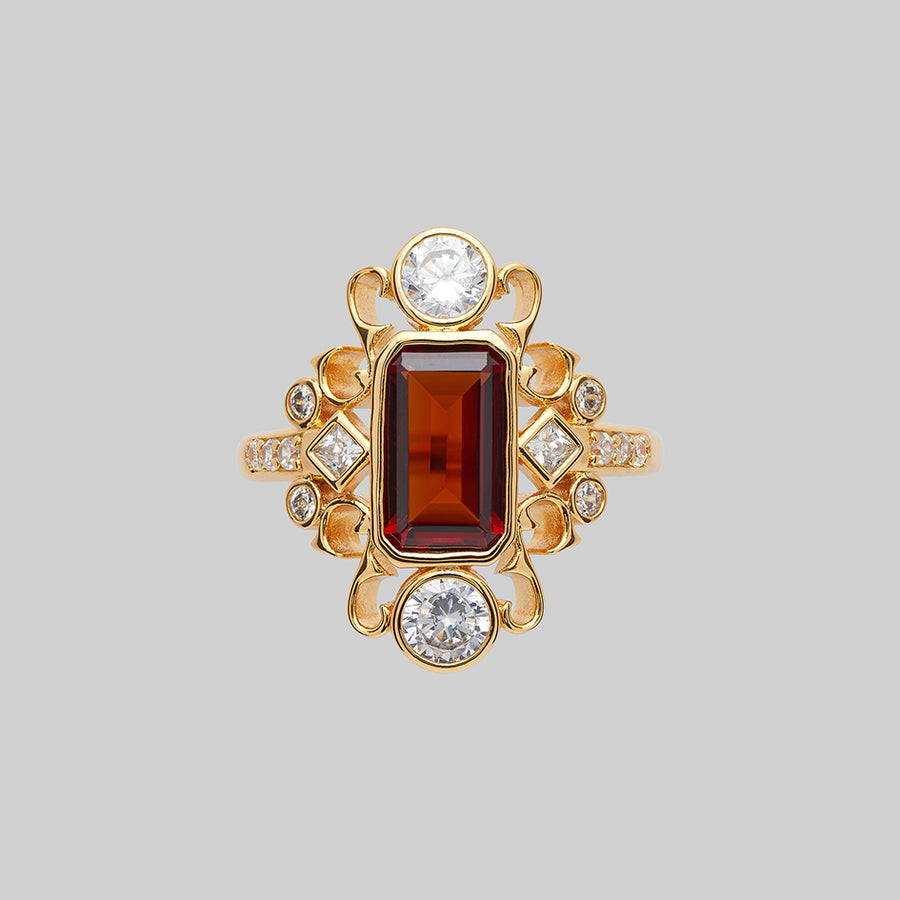 TAUNT. Thorn & Garnet Cocktail Ring - Gold