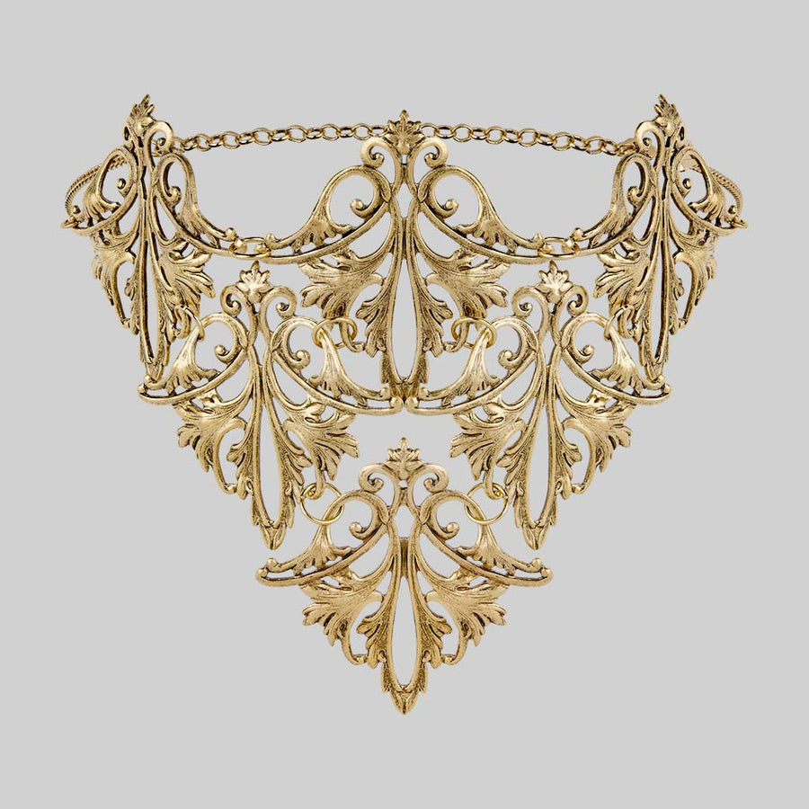 THALASSA. Ornate Cascading Choker - Gold