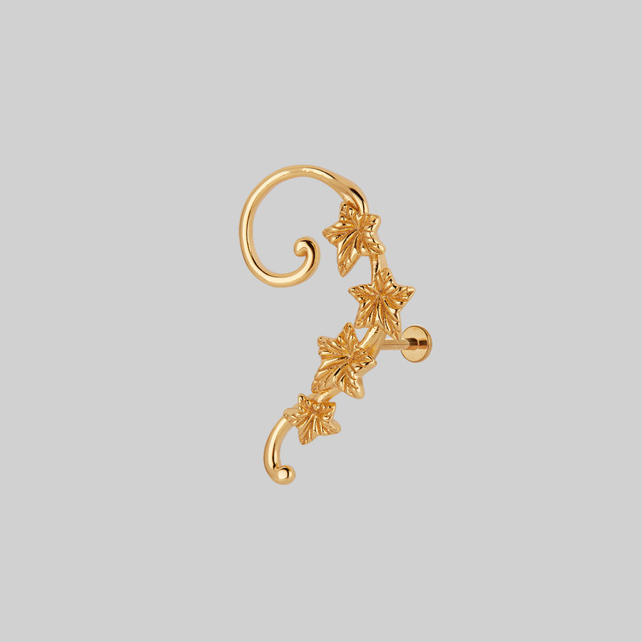 THORA. Climbing Ivy Ear Stud - Gold climbing ivy ear stud gold