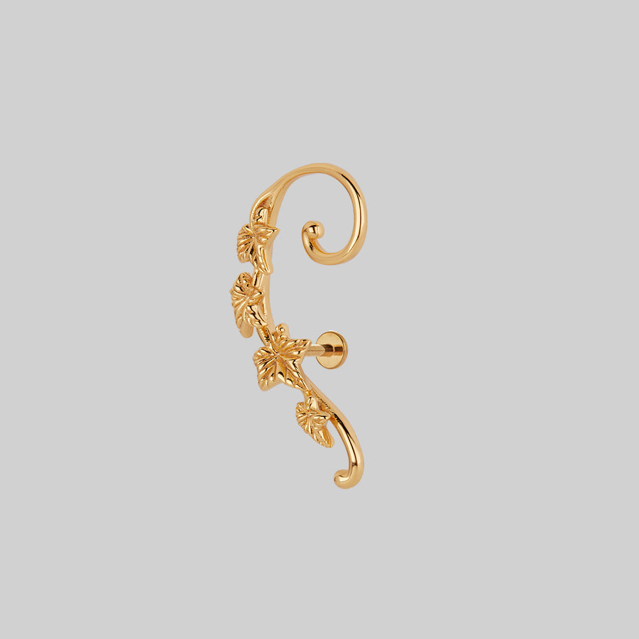 THORA. Climbing Ivy Ear Stud - Gold climbing ivy ear stud gold