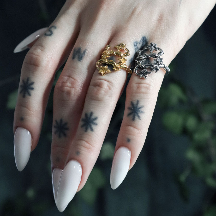 THORA. Climbing Ivy Ring - Gold climbing ivy ring silver gold