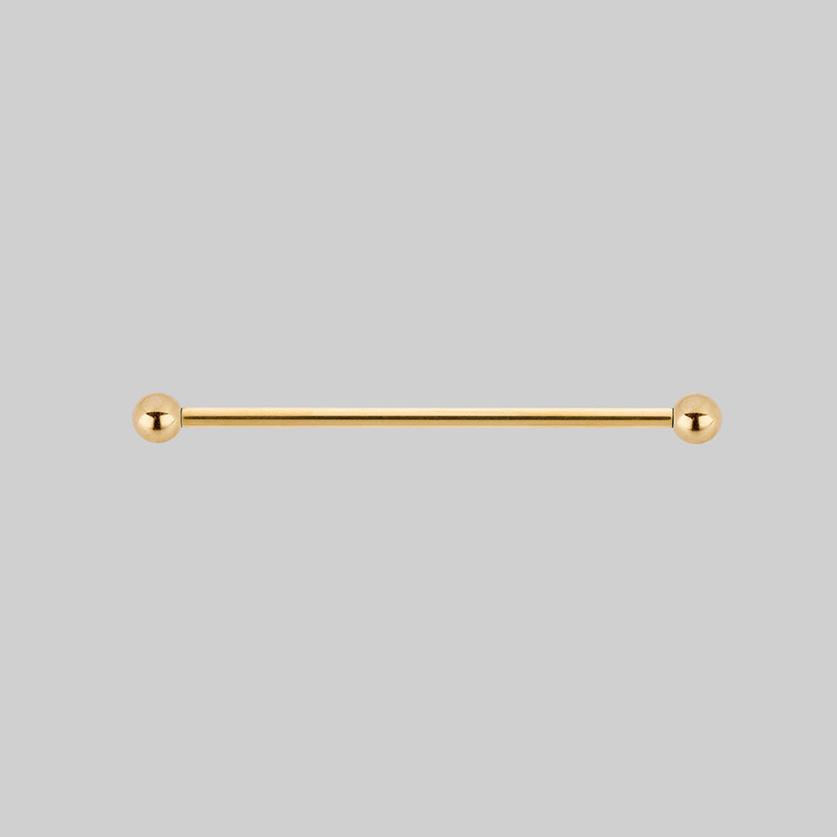 Titanium straight barbell gold