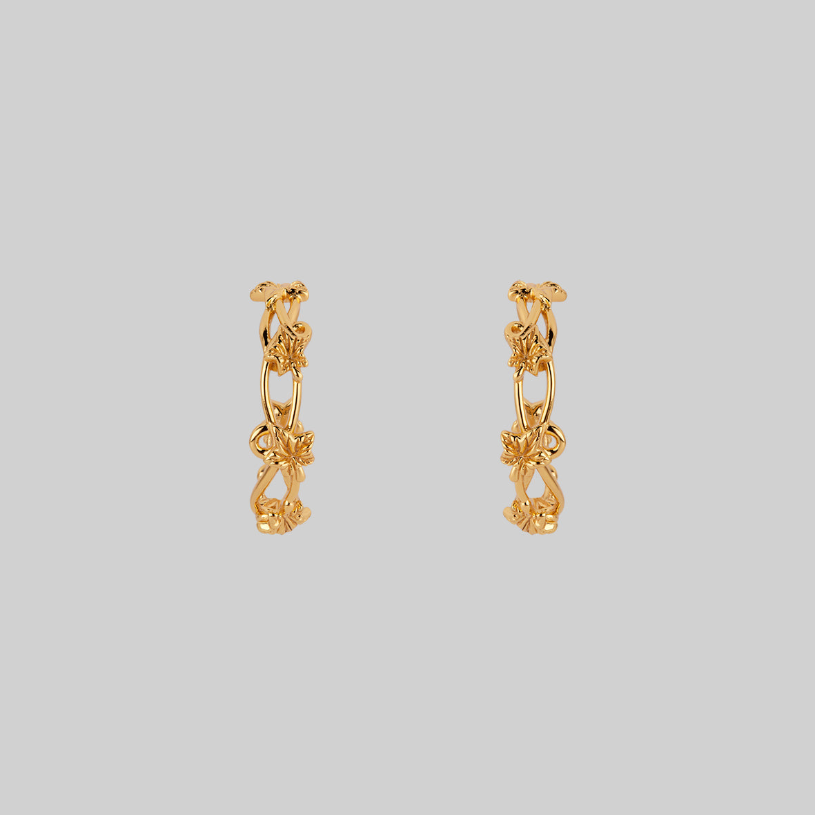 climbing ivy leaf hoop earrings gold