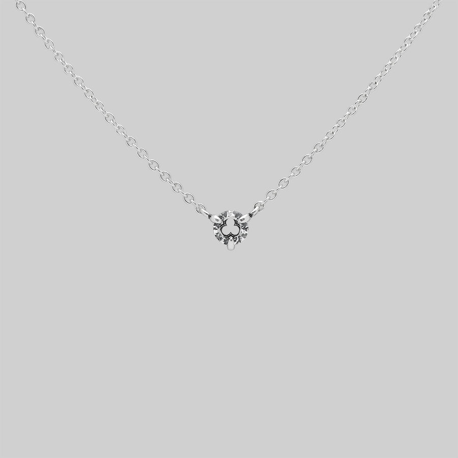 Silver Veil Necklace Gothic Trefoil Glass on Simple Chain