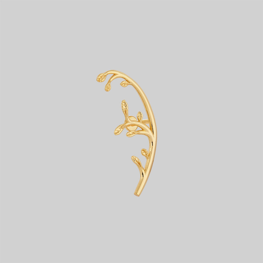 VENETIA. Delicate Leaf Vine Stud Earring - Gold leaf curved stud earring