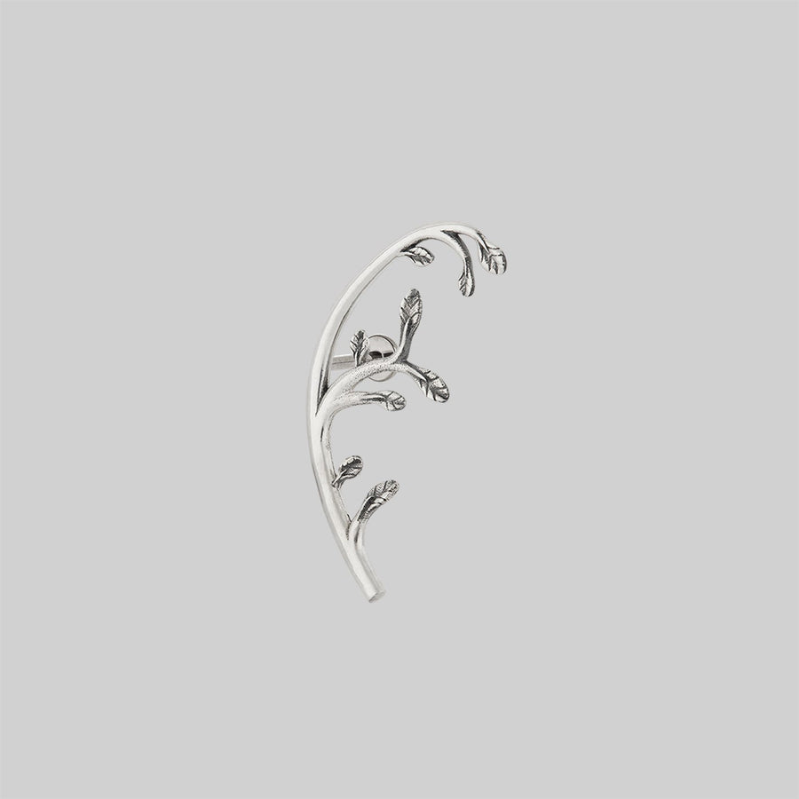 VENETIA. Delicate Leaf Vine Stud Earring - Silver delicate silver vine arch stud earring