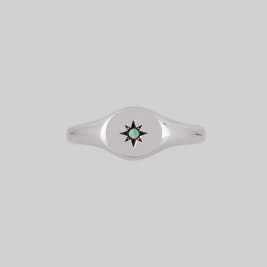 VICTORIA. Opal Signet Ring - Silver