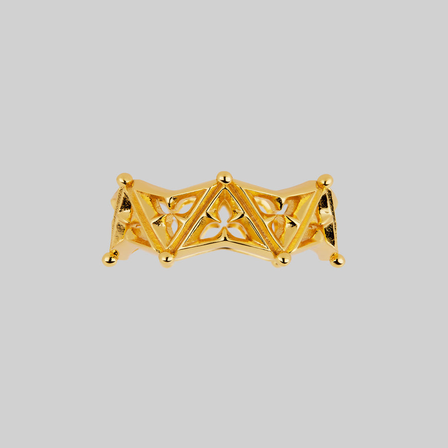 VIKTOR. Gothic Trefoil Ring Band - Gold Gold cathedral ring