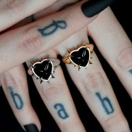 black heart with spikes ring