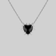 silver with black heart necklace
