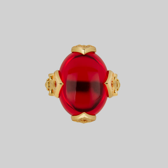 VEIN. Vampesque Gothic Red Glass Ring - Gold