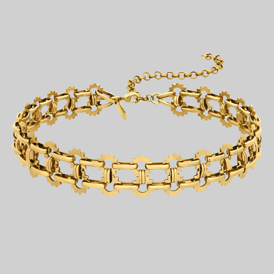 gothic double gold chain collar choker