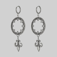 lightweight gothic detailed statement earrings with fleur de lis silver
