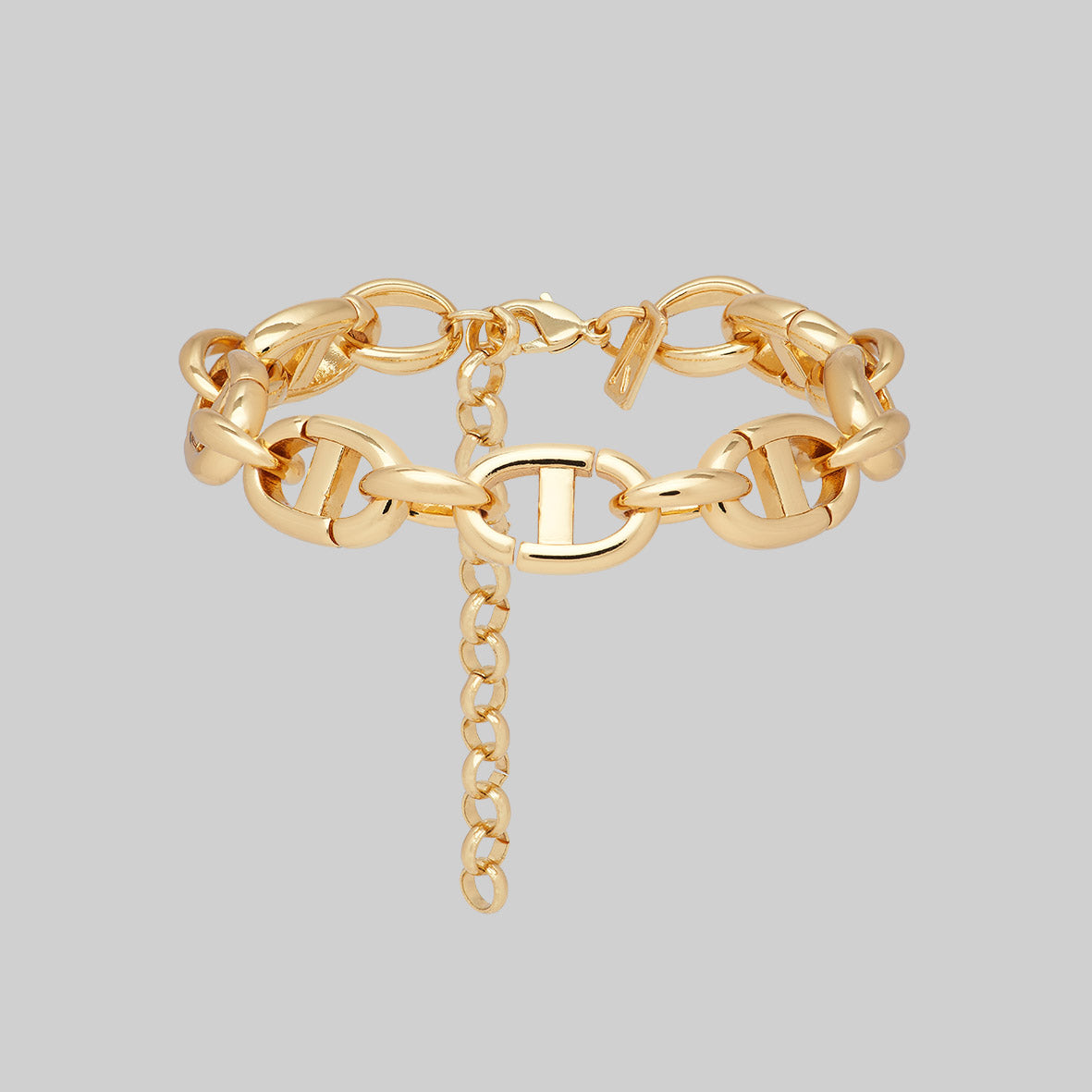 Gold chunky ladder link chain bracelet