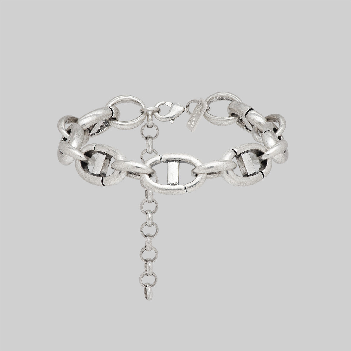 Silver chunky ladder link chain bracelet