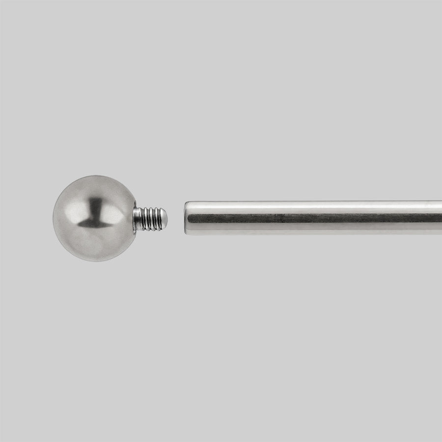 Titanium Curved Barbell - Silver titanium silver ball and screw piercing detail