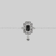 silver choker black spinel gemstone skull