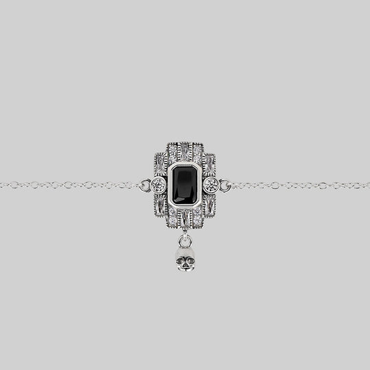 DECO. Skull & Black Spinel Statement Choker - Silver