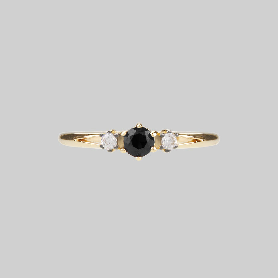 CAPULET. Black Spinel Trilogy Gold Ring simple black gemstone ring