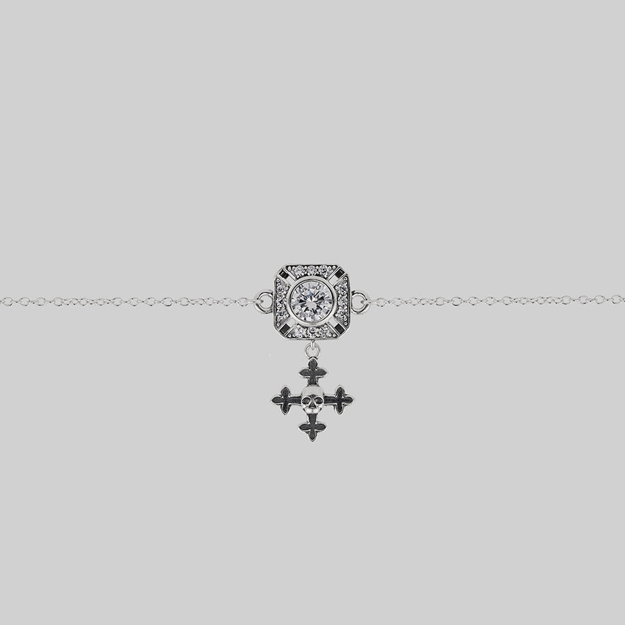 silver gothic cubic zirconia cluster collar
