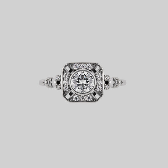GRANDIOSE. Gothic Cubic Zirconia Cocktail Ring - Silver