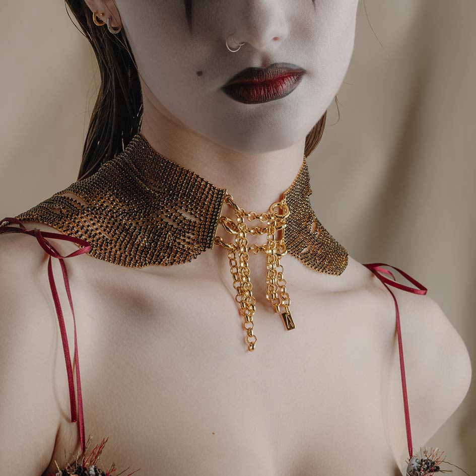 gold multi layered waterfall sparkle necklace