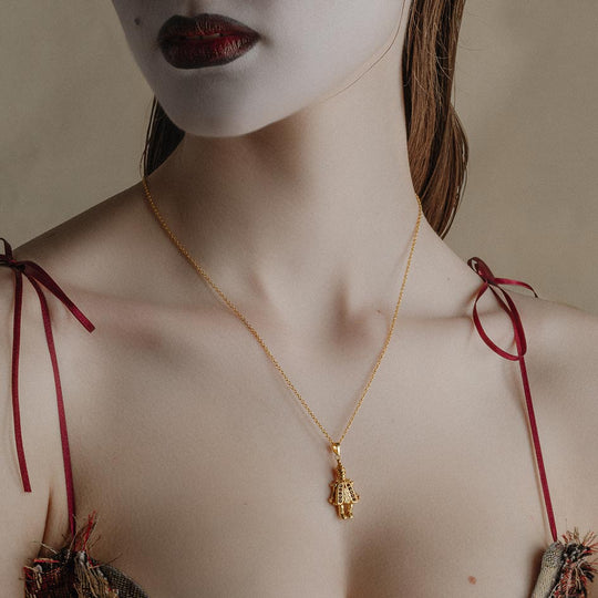 HARLIE. Garnet Clown Necklace - Gold