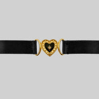 SOLEMN. Black Enamel Heart Satin Choker - Gold